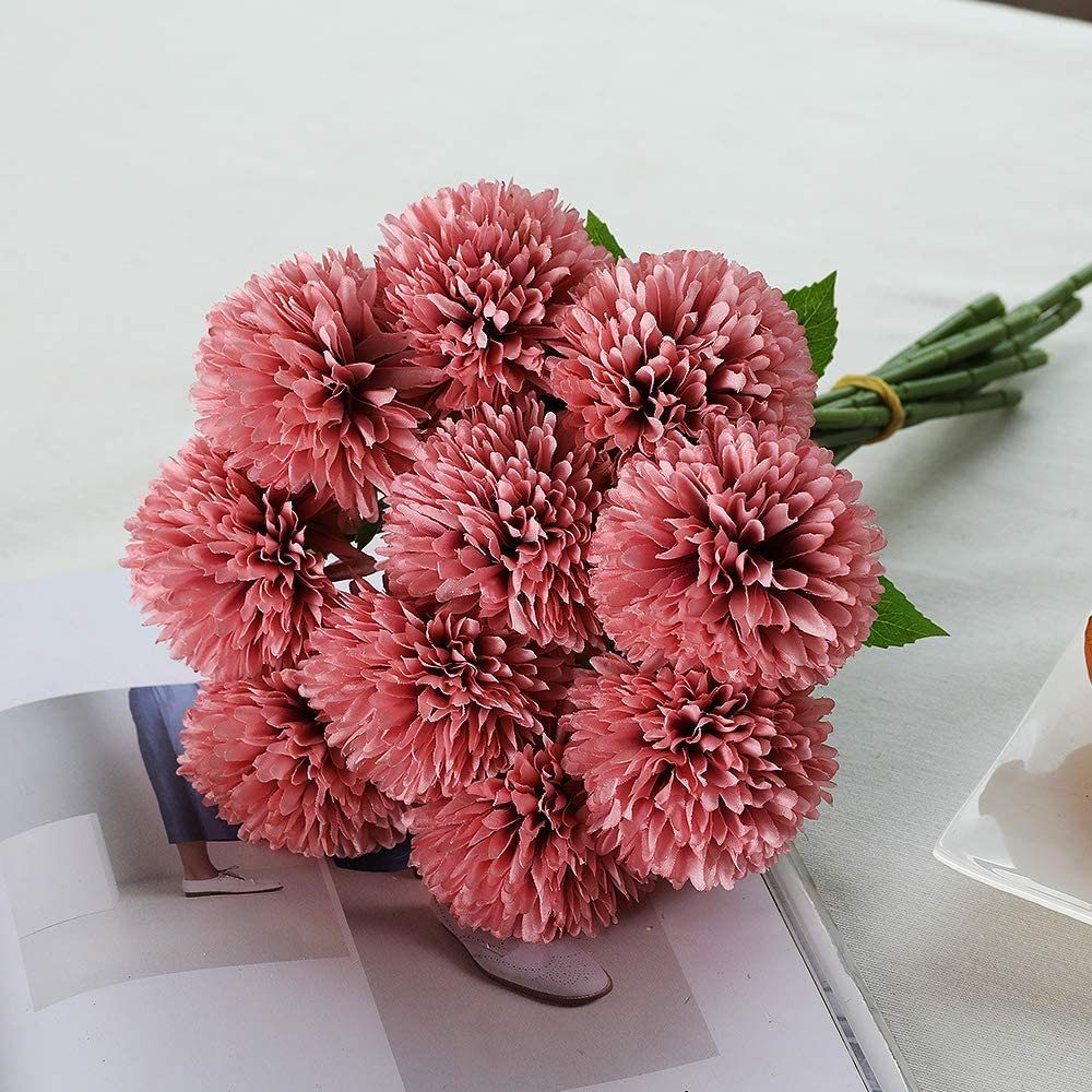 Kunstblume Blumen,Seide Pompon Kugel, Jormftte Künstliche Rosa Hortensie