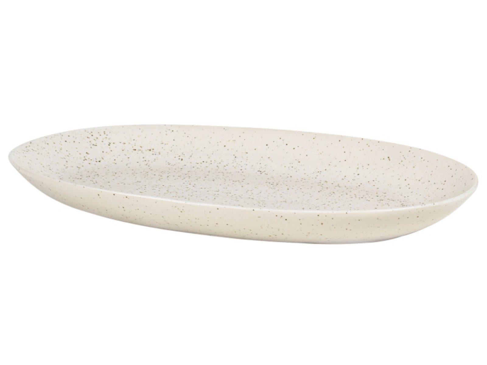 Broste Copenhagen Servierplatte NORDIC VANILLA Platte oval L 17 x 30 cm, Steinzeug, (Platten oval), Nordic Vanilla Platte oval