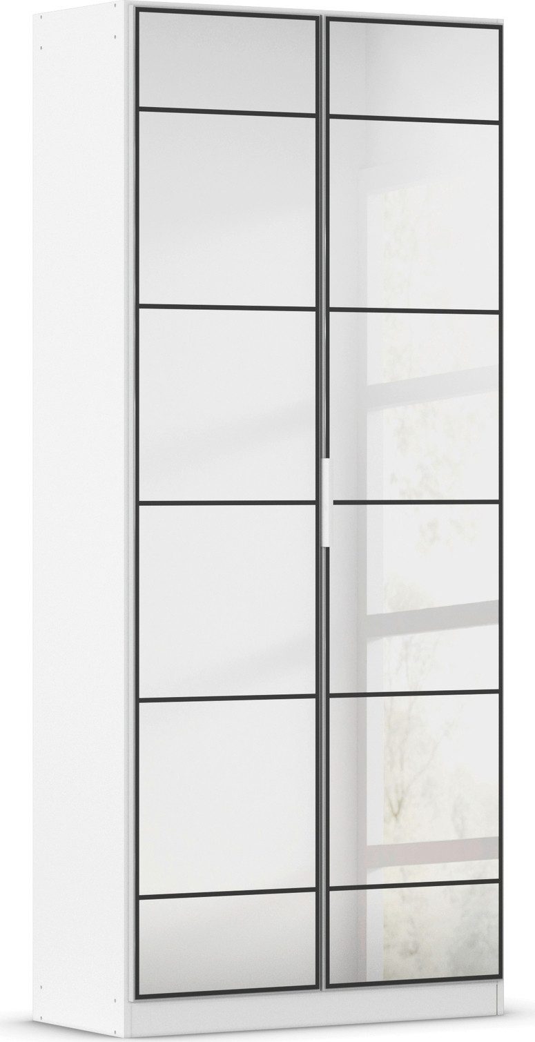 rauch Drehtürenschrank Kleiderschrank Schrank Garderobe Schlafzimmerschrank ACERO (praktisch in Tiefe 41 cm mit vielen Einlegeböden) Spiegelfront in moderner Loft-Optik MADE IN GERMANY