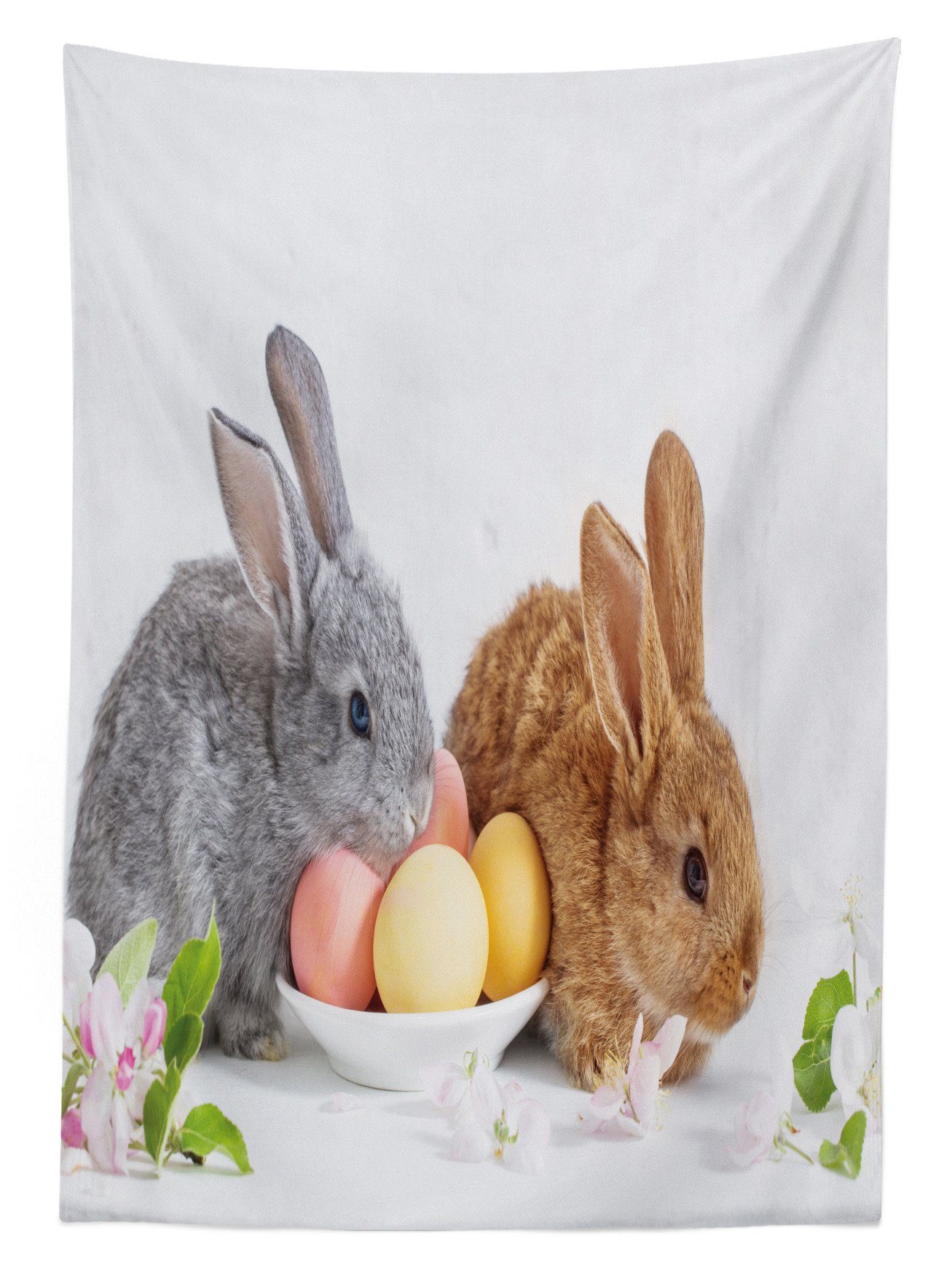 Abakuhaus Tischdecke Farbfest Waschbar geeignet Klare den mit Für Außen 2 Osterhase Kaninchen, die Eiern Bereich Farben