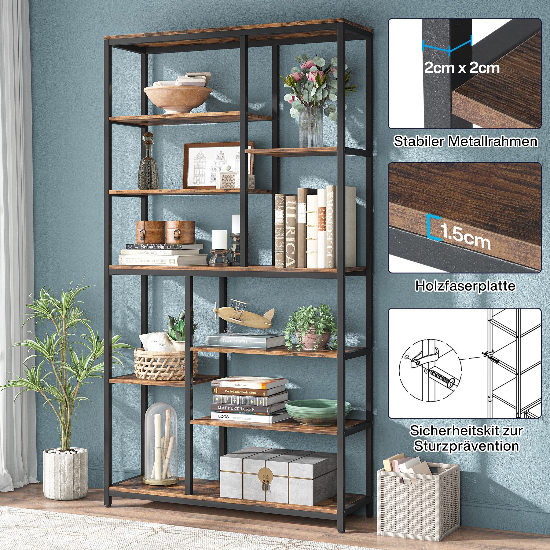 Tribesigns Bücherregal Tribesigns 200 cm hohes günstig online kaufen