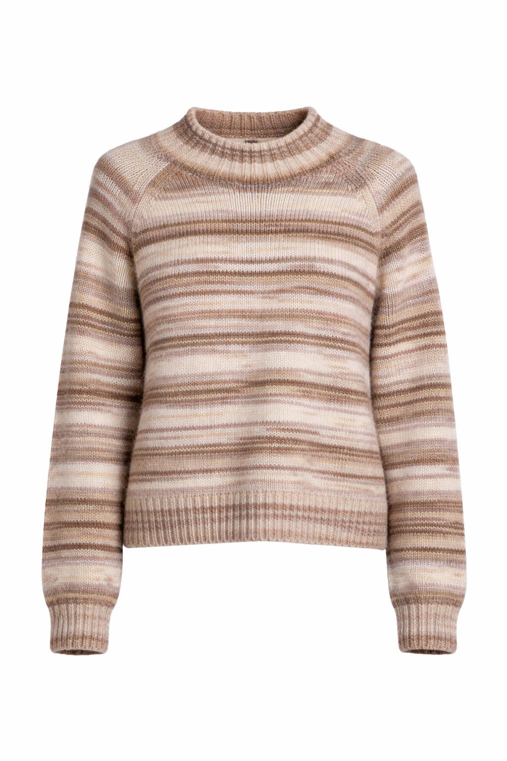 Strickpullover - Pullover - Oversize Grobstrick - Stehkragenpullover gestreift Damen