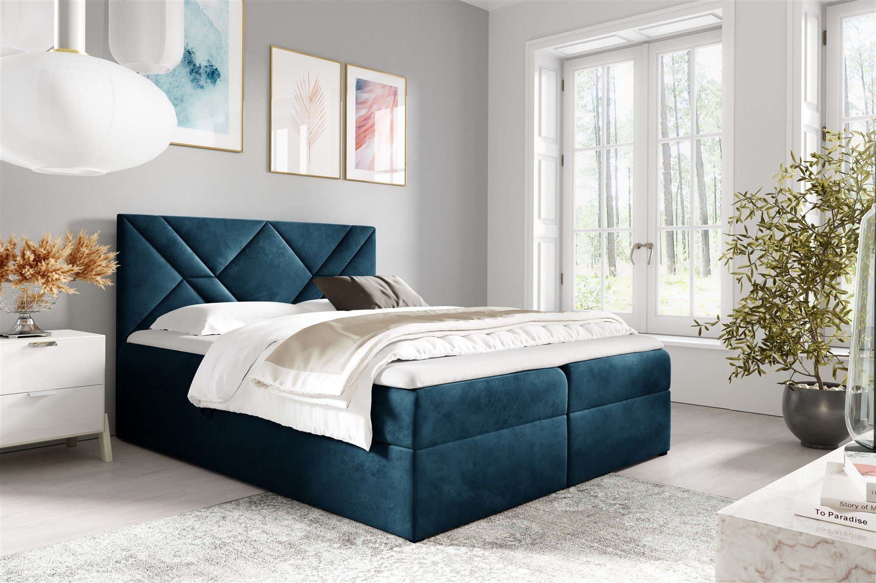 Fun Möbel Boxbett Schlafzimmerbett LAZARO Nr.6 in Stoff Fresh (inkl. Bettkästen, inkl. Kaltschaumtopper), eingebautes Liftsystem für Bettkästen