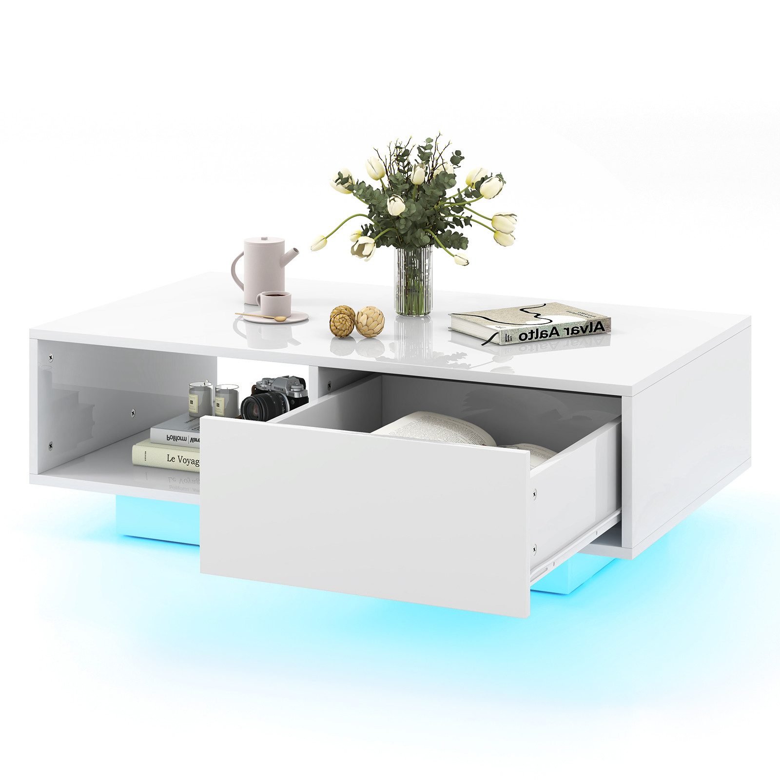 COSTWAY Couchtisch, mit 20 Farben LED-Beleuchtung, günstig online kaufen