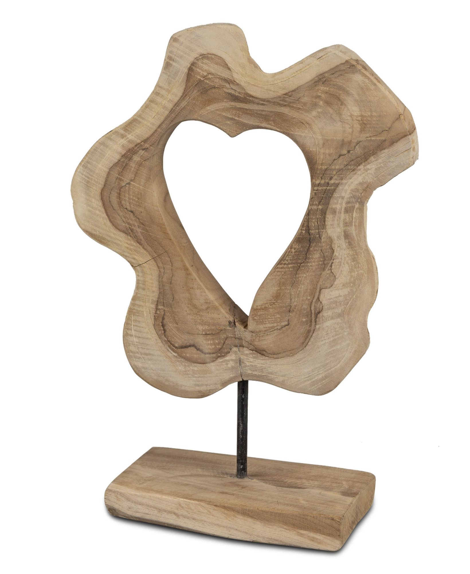 Dekoobjekt Deko-Herz 30x50 cm – massives Teakholz-Dekoobjekt im Naturdesign –