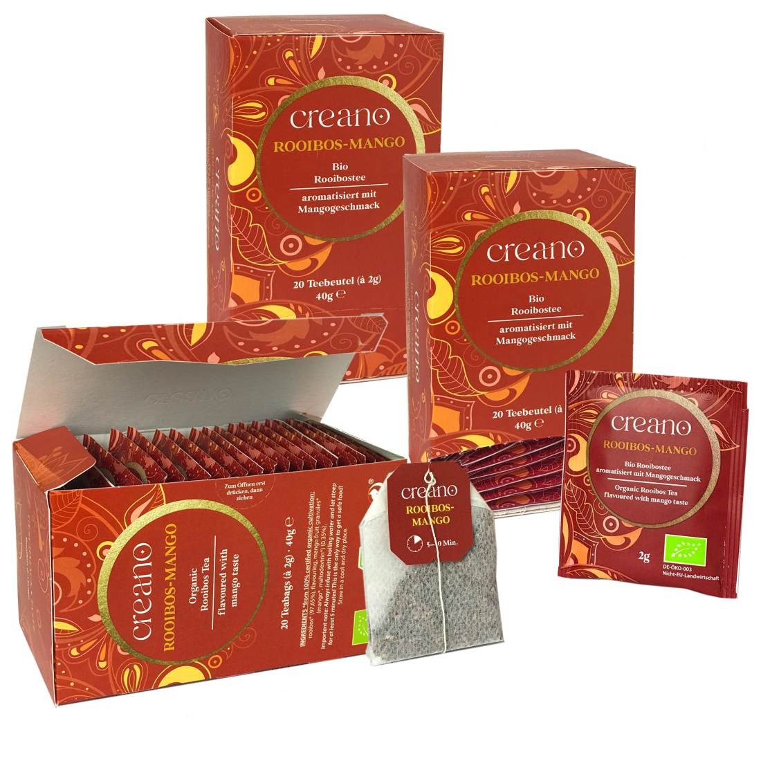 Creano Creano Bio Tee ROOIBOS-MANGO (3x 20 Beutel)* Im Teebeutel, 1 er 1 St., 0,12 g