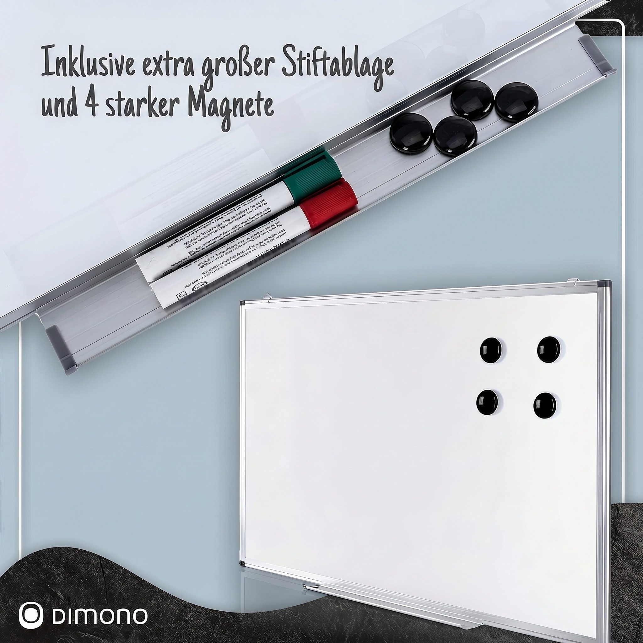 Goods+Gadgets Wandtafel Wandtafel Whiteboard Magnettafel 90×59cm–Abwischbar & Wiederverwendbar, (Magnetisch & Abwischbar, mit 4 Magnete), für Schule & Büro – Bild 5 von 5
