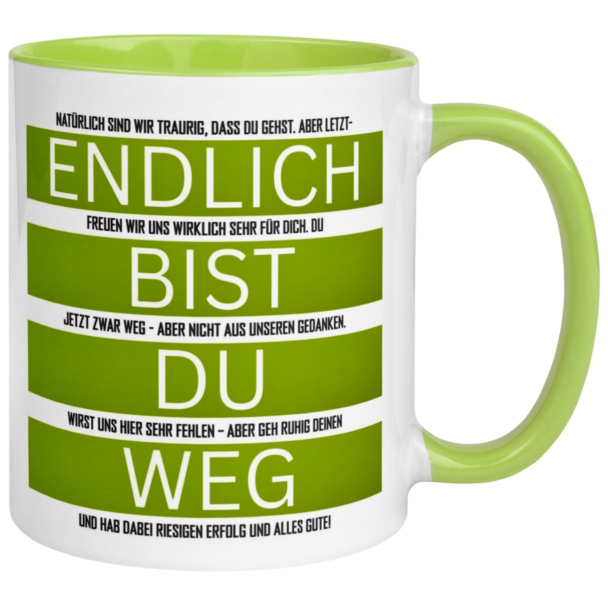 Momentals Tasse Abschied – „Endlich bist du weg“ – Abschiedsgeschenk für Kollegen, Gratis Versand · Links-&Rechtshänder · Spülmaschinenfest