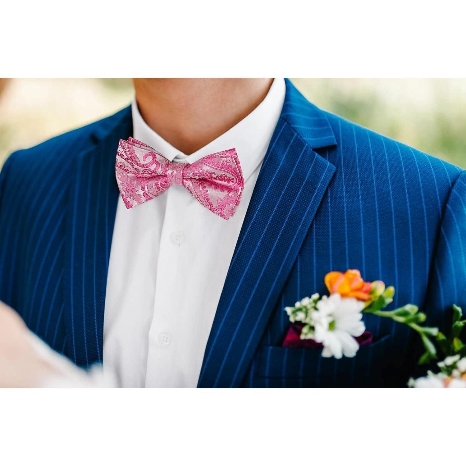 LuxusKollektion Fliege Fliege Einstecktuch Herren Smoking Hochzeit Party E Rosa 1