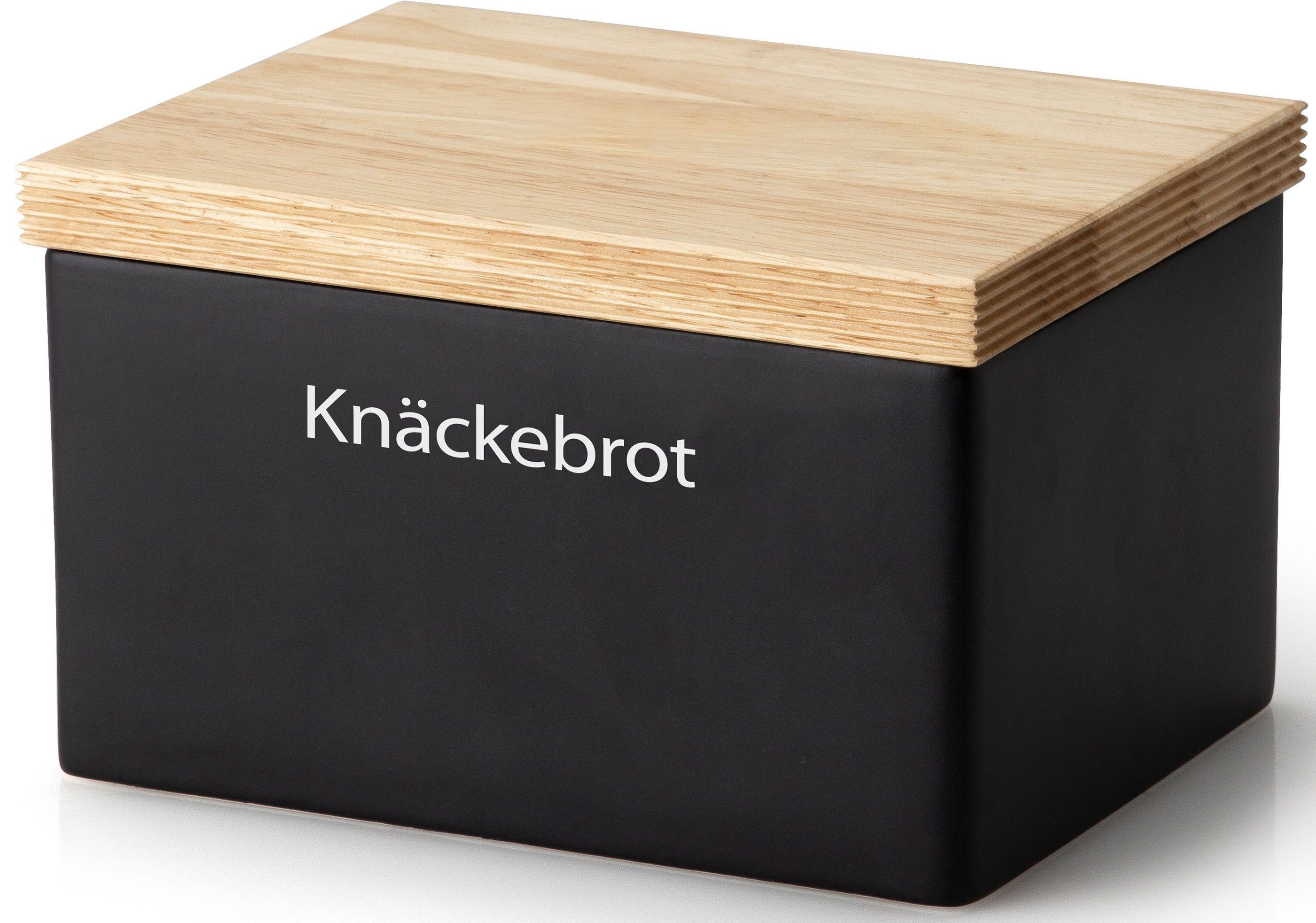 Continenta Vorratsdose, Keramik, Massivholz, (1-tlg), für Knäckebrot
