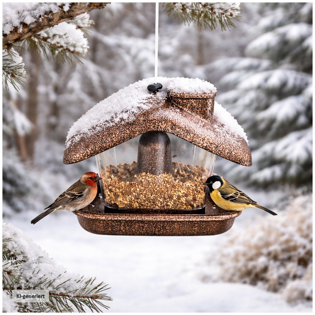 HTI-Living Futterspender Vogelfutterhaus Nessa Metallic Gold, Futterspender Kunststoff zum Hängen