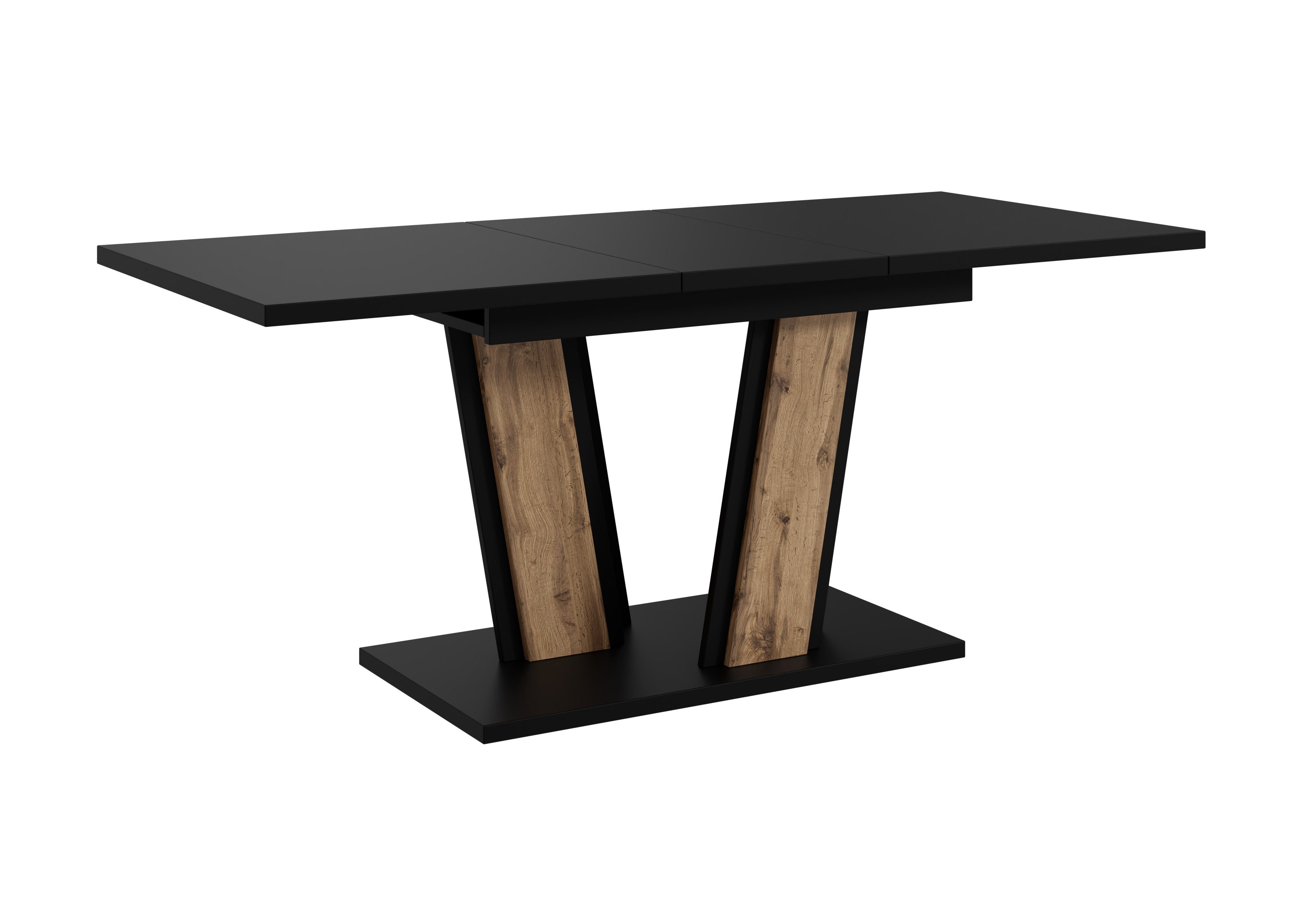 Home Collective Esstisch ausziehbar Tisch Küchentisch Esszimmertisch Ausziehtisch 120 / 140 cm (wählbar in 120-160 oder 140-180 x 80 cm Esszimmer Küche Wohnzimmer Esstisch erweiterbar), modernes Design mit Doppel-Säulengestell Schwarz