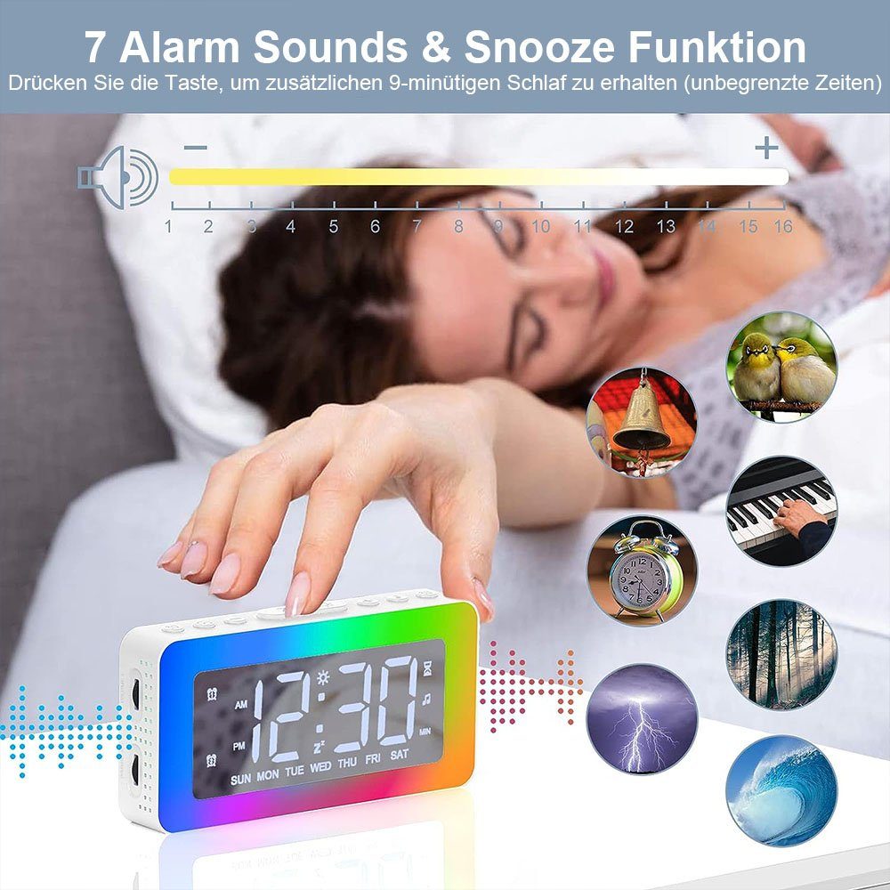 MOUTEN Wecker Glockenwecker mit Digitaler für lauten 2 Alarmen Tiefschläfer