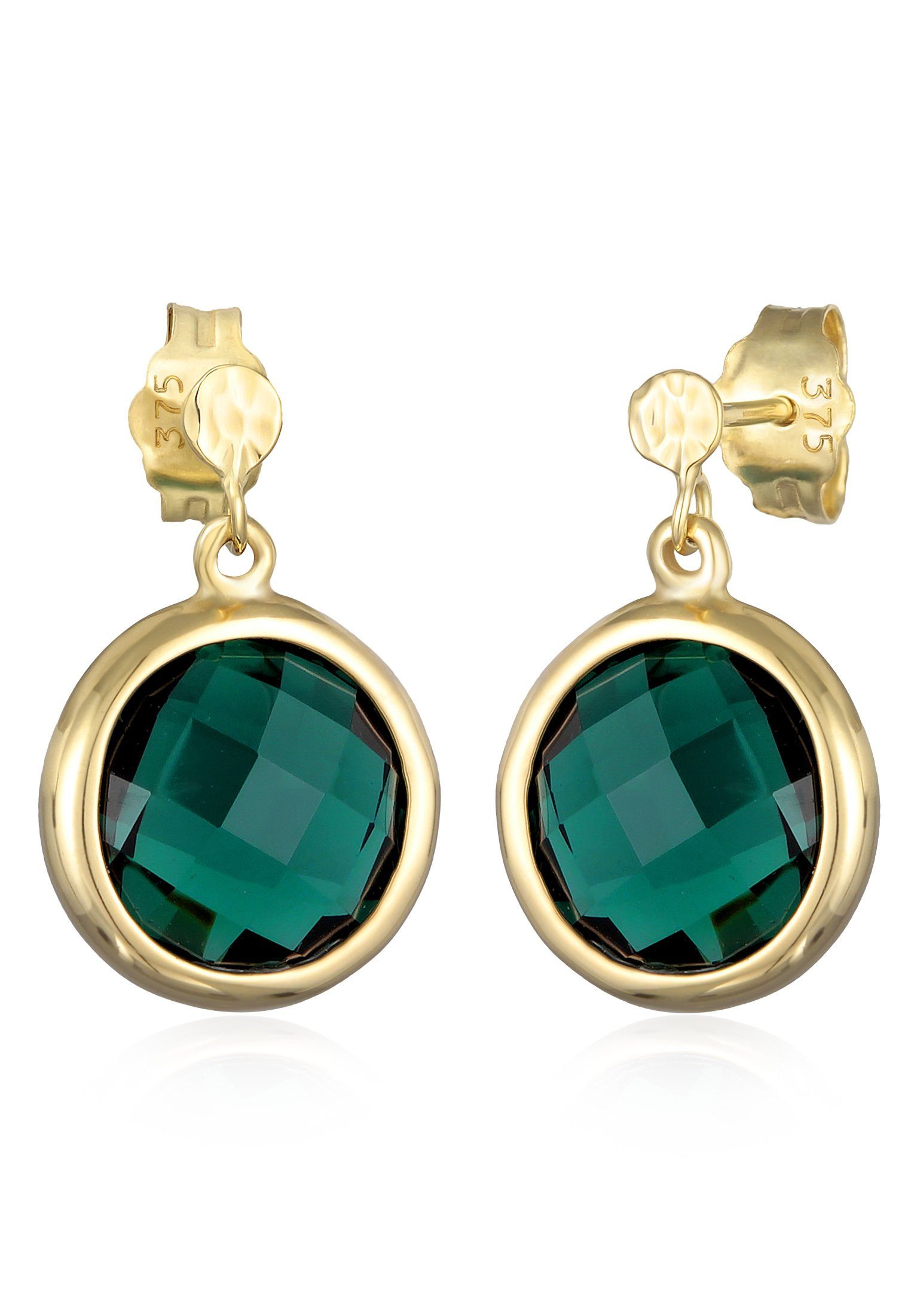 Paar Ohrstecker Quarz Green Edelstein Ohrstecker 375 Gelbgold