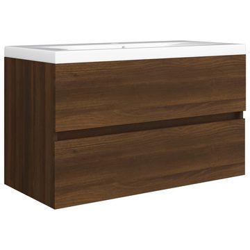 vidaXL Badezimmer-Set Waschbeckenschrank Braun Eiche 80x38,5x45 cm Holzwerkstoff