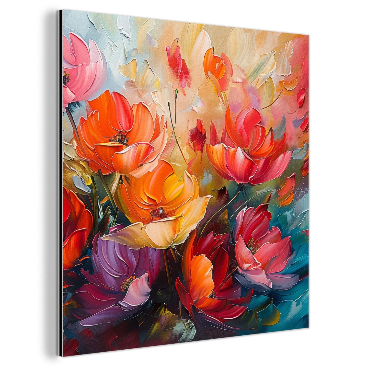 MuchoWow Metallbild Blumen - Bunt - günstig online kaufen