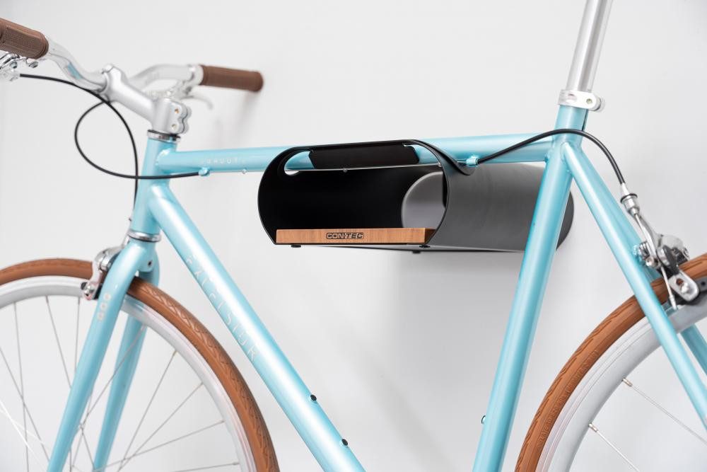 Contec Fahrradschutzhülle CONTEC bikeART tube Fahrrad-Wandhalterung, Stahl und Walnussholz, Sili