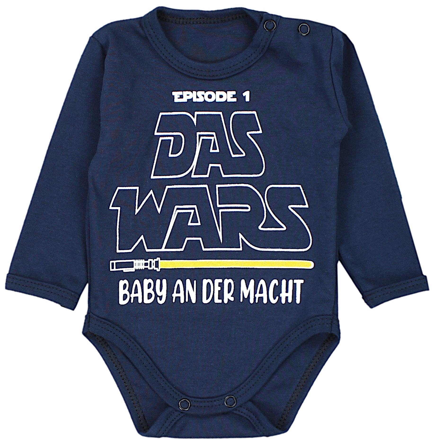 TupTam Langarmbody TupTam Aufdruck Witzig Unisex WARS - DAS Dunkelblau Langarmbody Body mit Print Baby Spruch