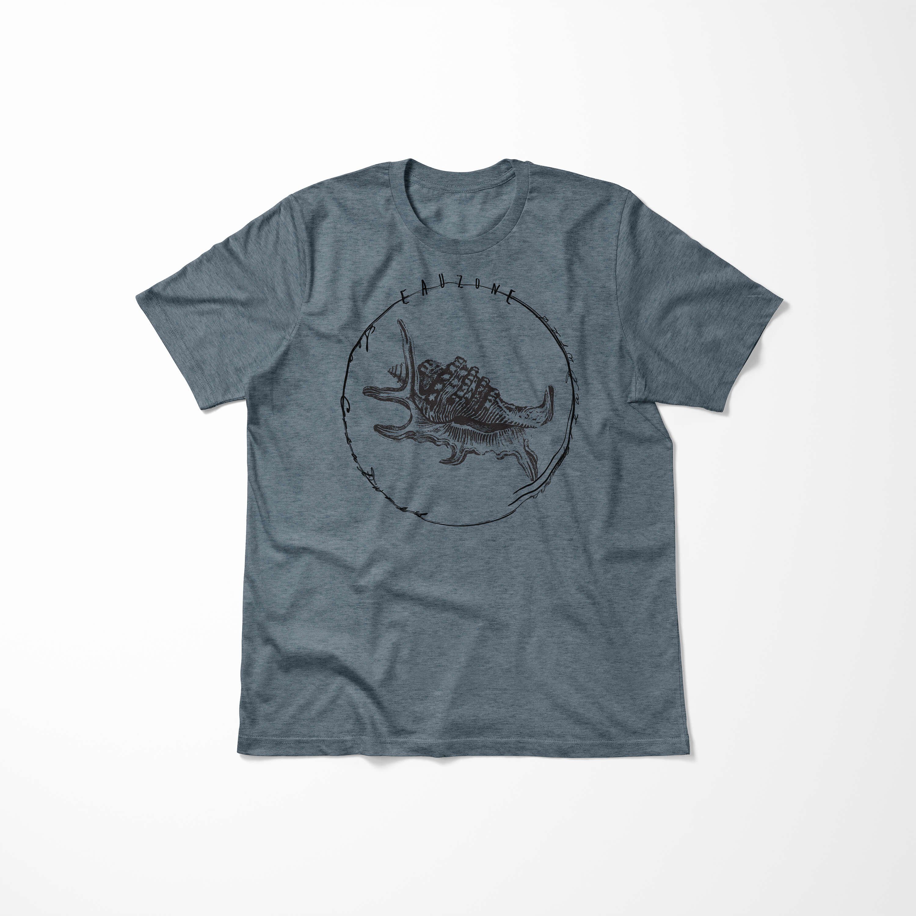 Art T-Shirt Sea Sea Fische - und Creatures, 068 / feine sportlicher Serie: Schnitt Tiefsee Sinus T-Shirt Struktur Indigo