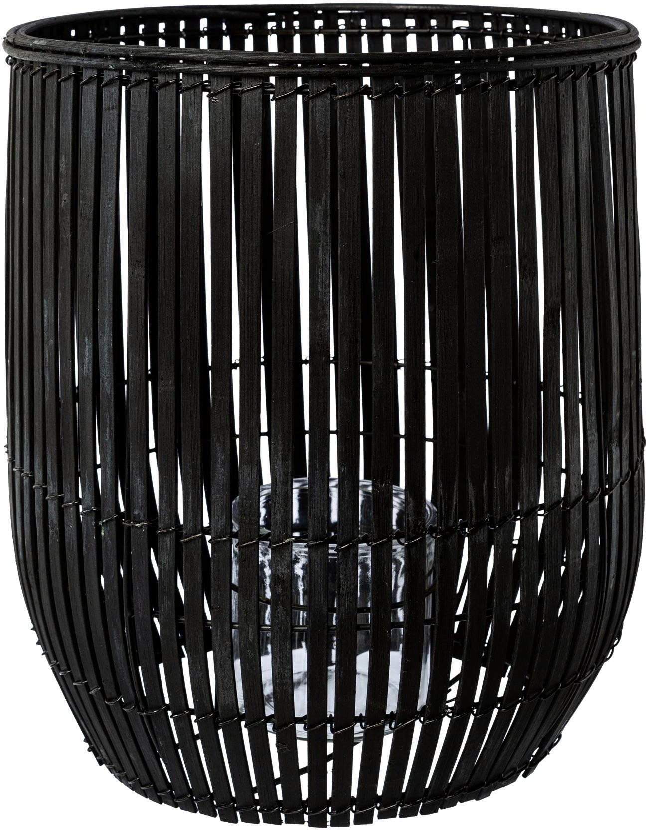 Creativ home Windlicht Kerzenhalter Bambus (1 St), Höhe ca. 30 cm schwarz