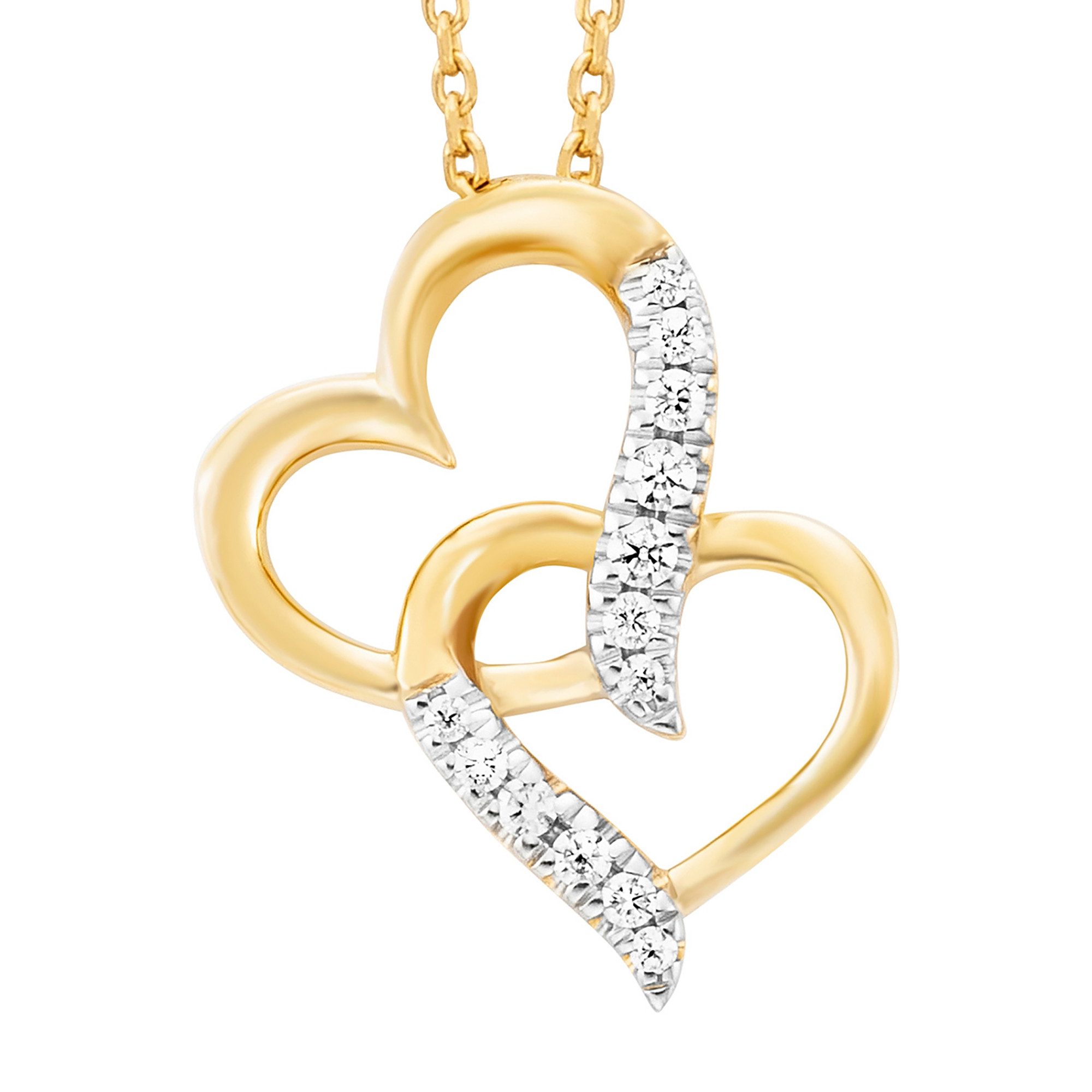 Julie Julsen Kette mit Anhänger 925/- Sterling Silber rhodiniert/vergoldet Herz 13 Zirkonia