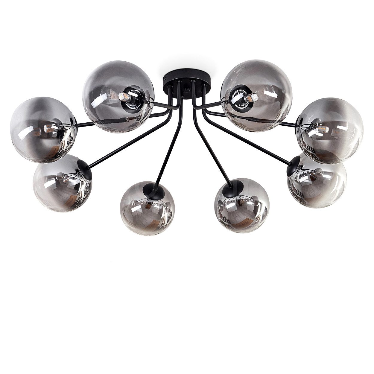 hofstein Deckenleuchte Deckenlampe aus Metall/Glas in Schwarz/Rauchfarben/K günstig online kaufen