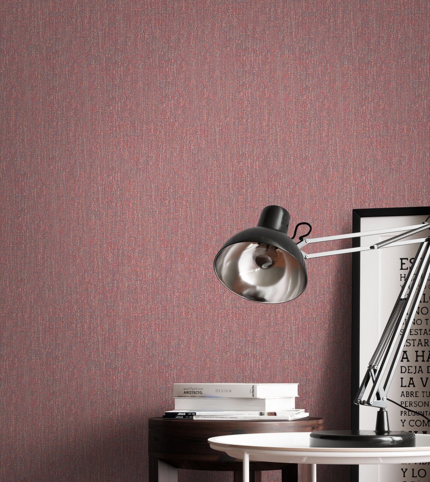 Newroom Vliestapete, Rot Tapete Uni Struktur - Einfarbig Weinrot Modern Weboptik Unifarbe für Wohnzimmer Schlafzimmer Küche