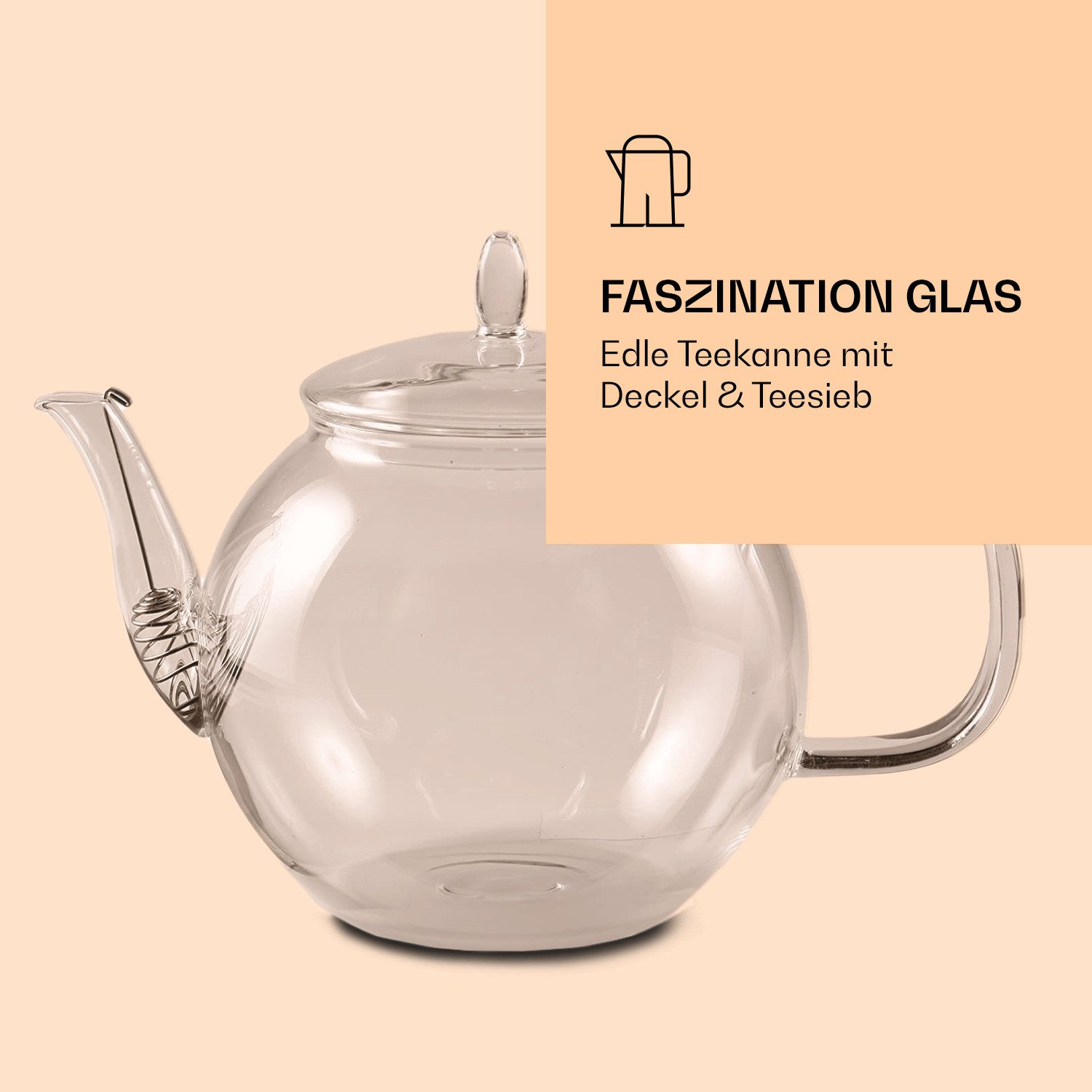 Feelino Teekanne Bedida Teekanne 1300ml, 1.3 l, (4-St., 1 x Glaskanne mit Deckel;3 x Teeblumen)