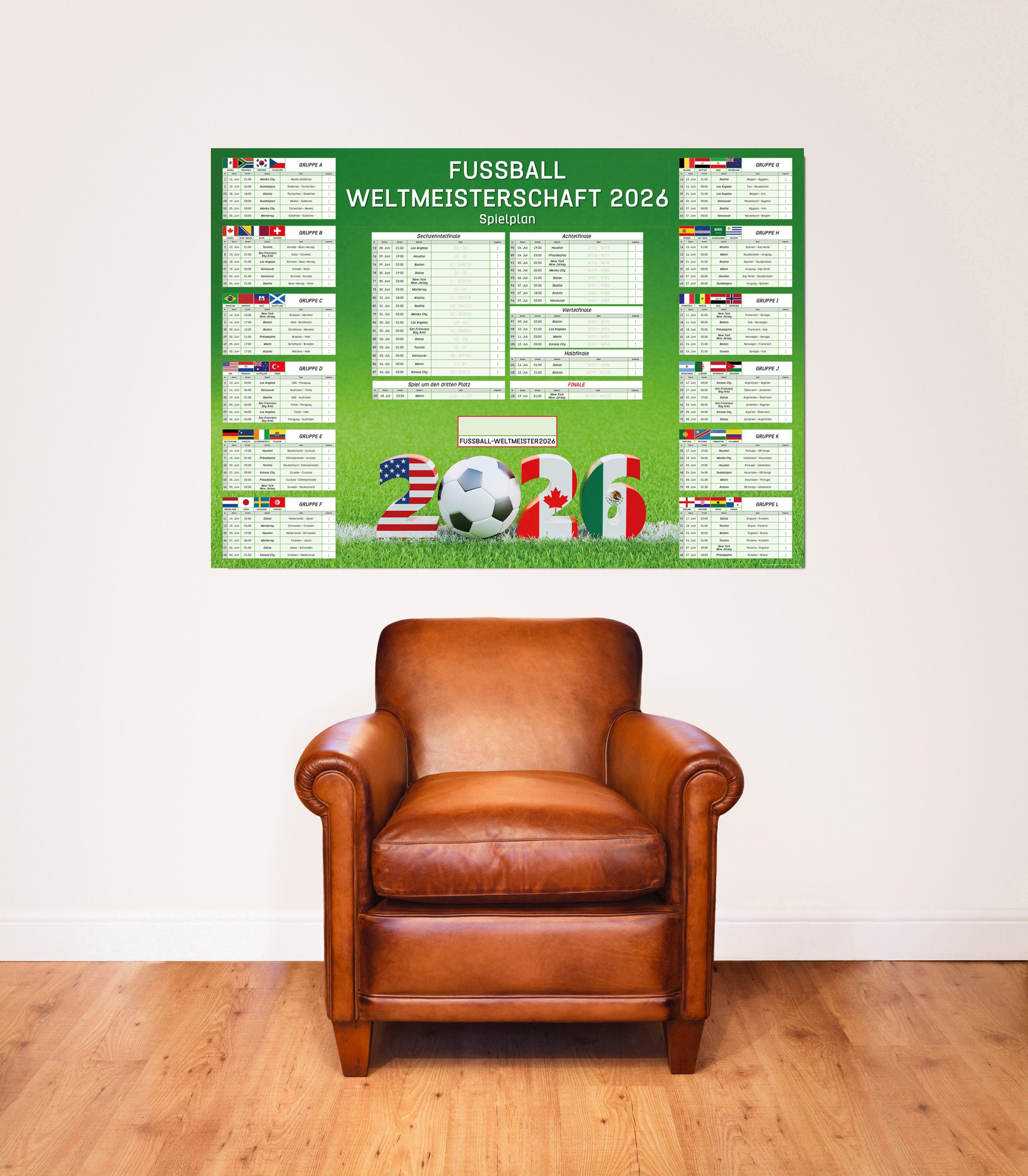 Poster 3er Set - Fussball WM 2026 Planer - 100x140 cm