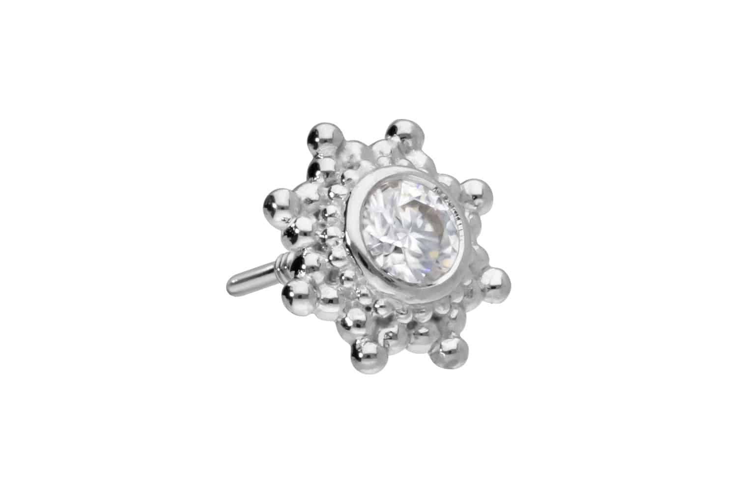 Piercing-Set 14 Karat Gold Schraubaufsatz mit Außengewinde MOISSANIT-SONNE