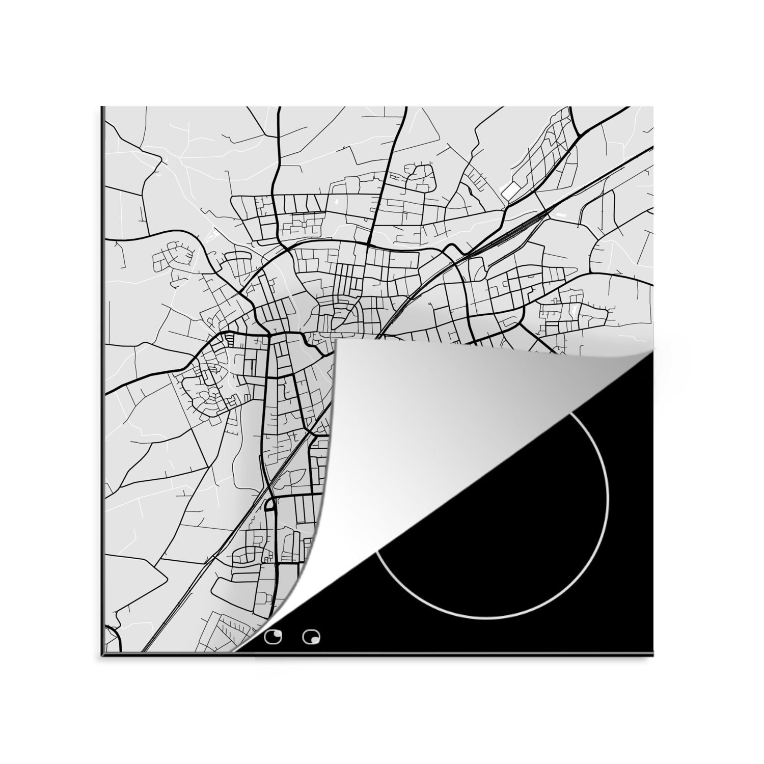 MuchoWow Herdblende-/Abdeckplatte Deutschland - Stadtplan - Elmshorn - Karte, Vinyl, (1 tlg), 78x78 cm, Ceranfeldabdeckung, Arbeitsplatte für küche