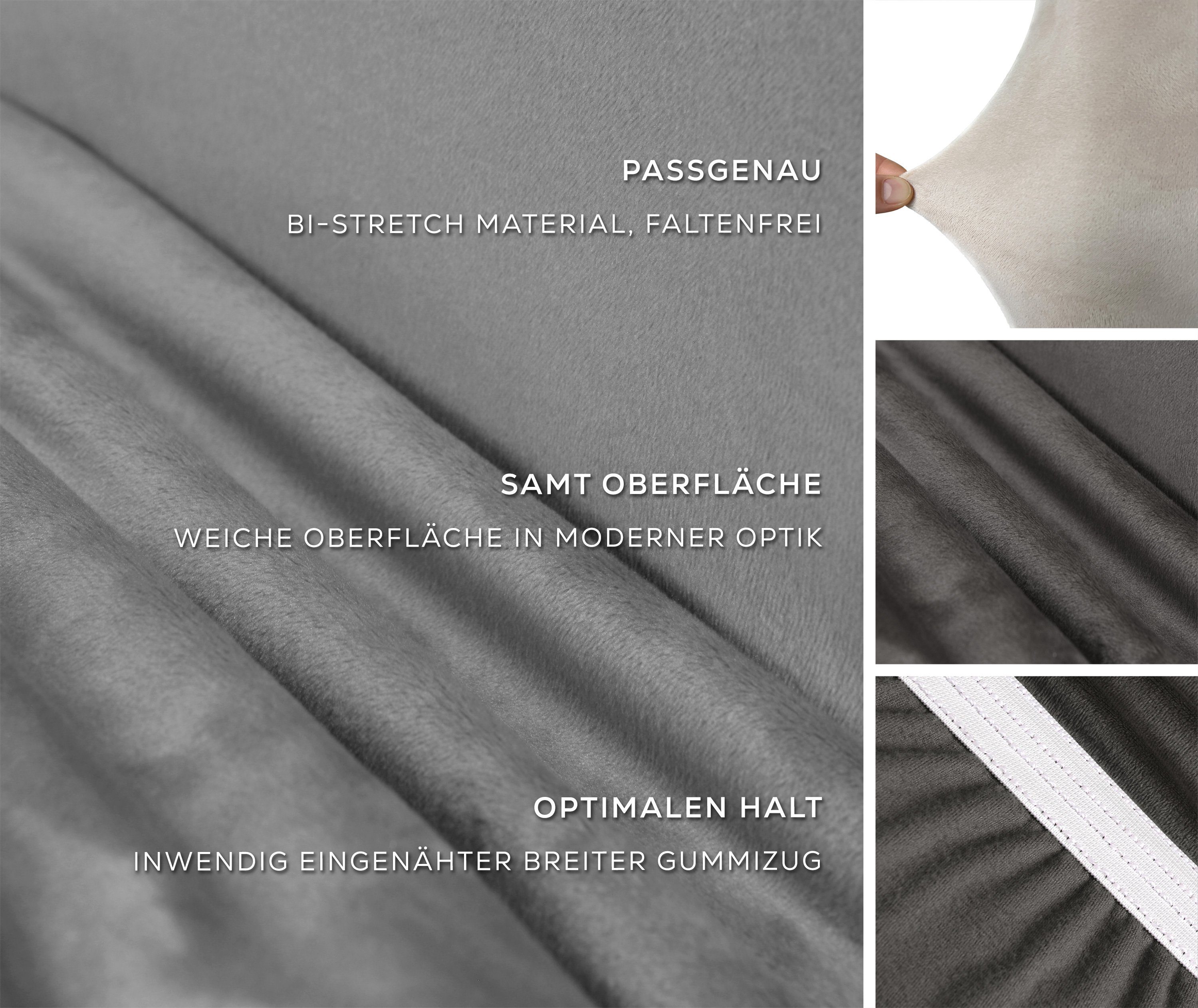 Beautex Stuhlhusse EVA Stuhlhusse Lang, elastische Uni Stretch-Husse Samt Mikrofaser – Bild 3 von 5