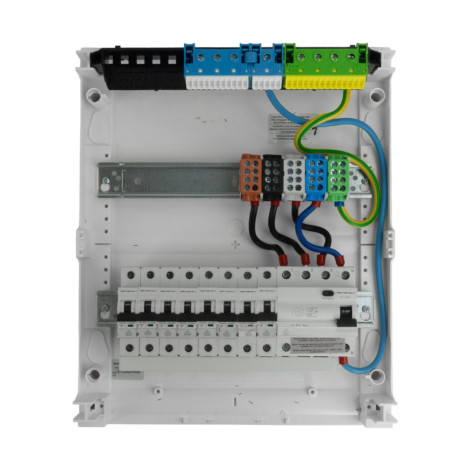 Doktorvolt Stromverteiler Sicherungskasten Hager Aufputz 8xMCB 1xRCCB Verteilerschrank VDE