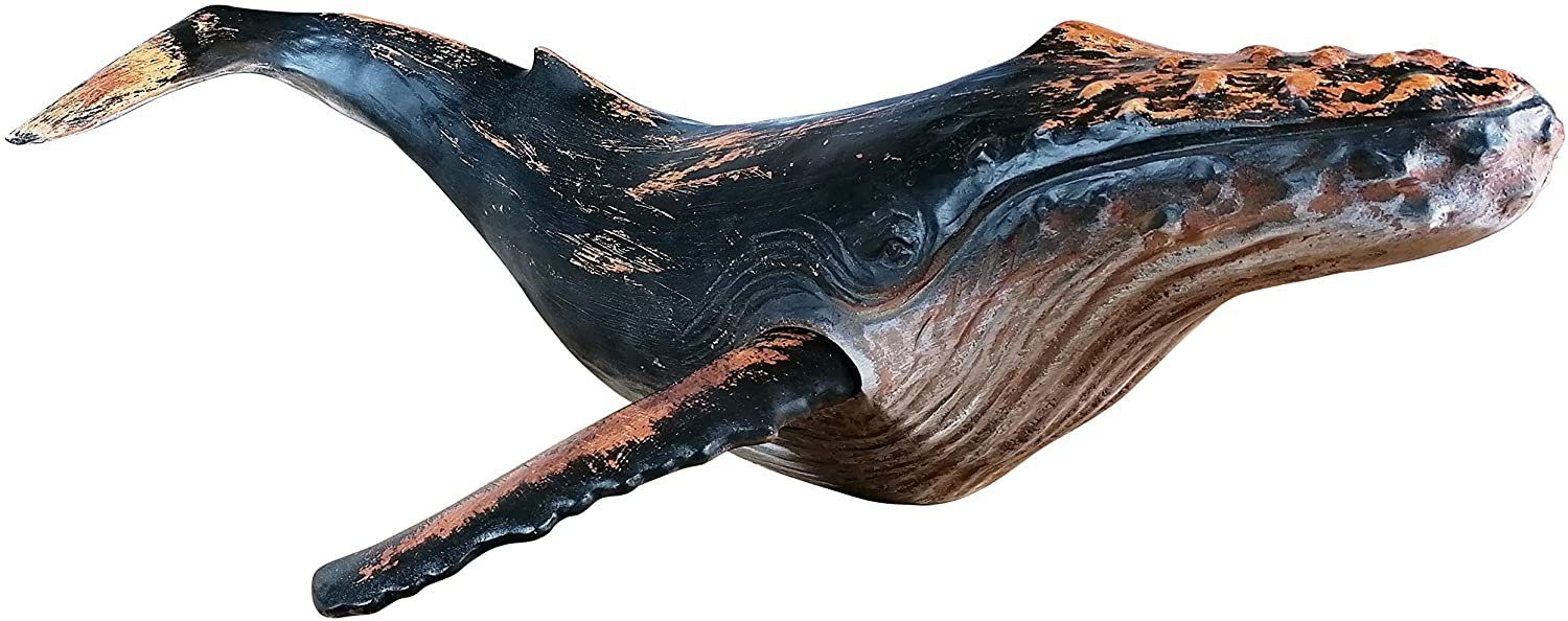 MichaelNoll Dekofigur Wal Walfisch Dekofigur Polyresin Holz-Optik 87,5x52x22,9 cm