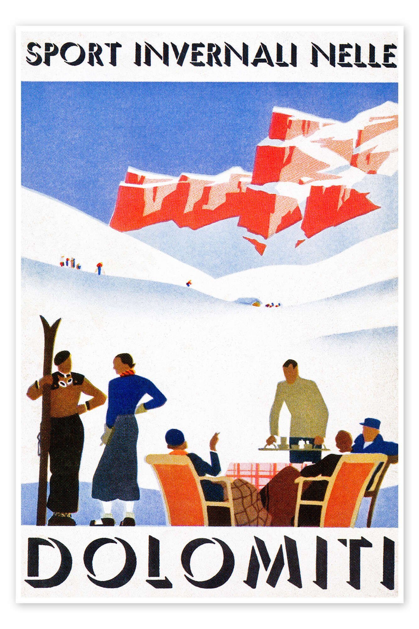 Posterlounge Poster Vintage Ski Collection, Dolomiti, Vintage Illustration