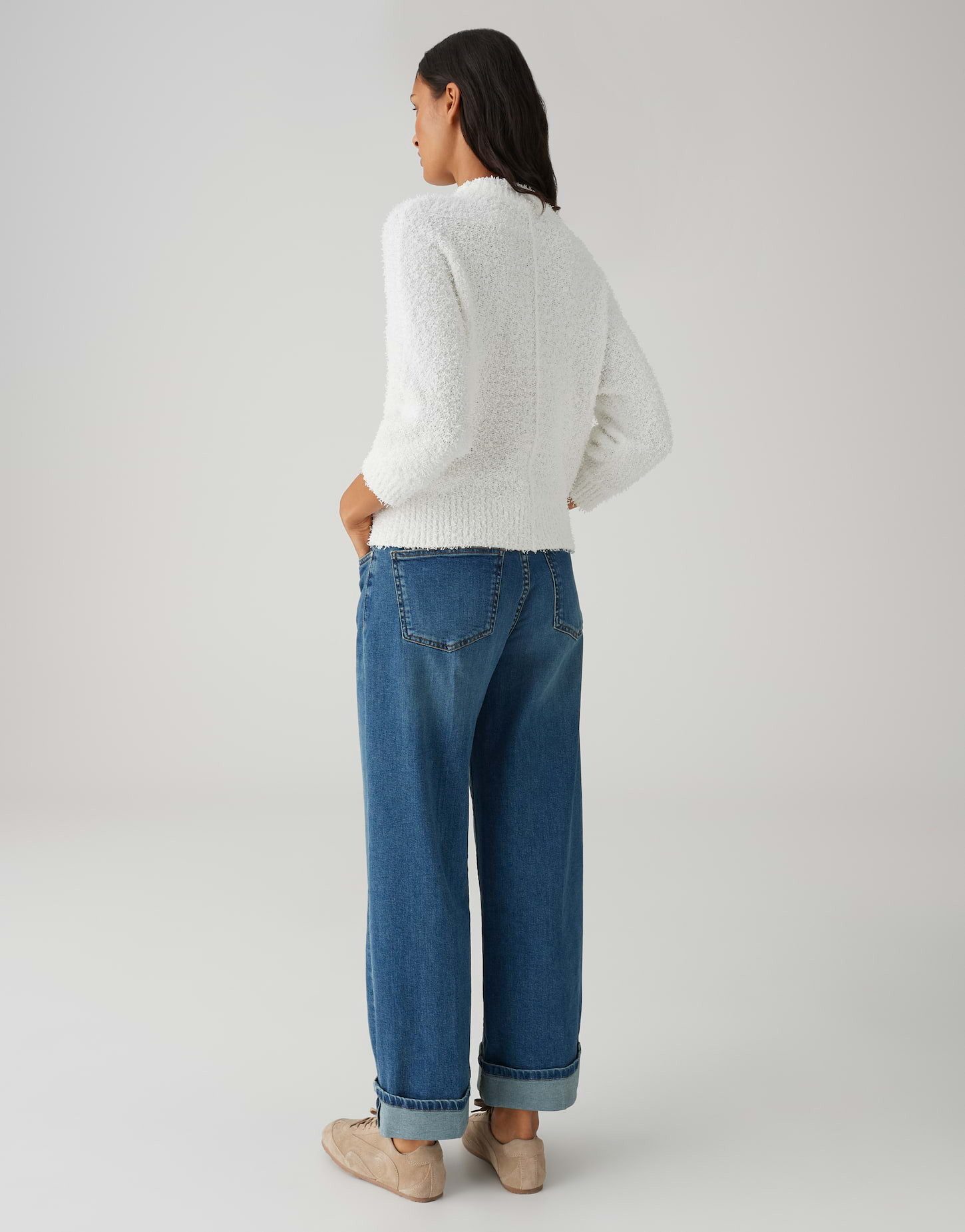 OPUS Strickpullover Punew aus flauschigem Effektgarn Regular Fit lockere Passform, schmal zulaufend, 3/4 Arm, weicher Griff