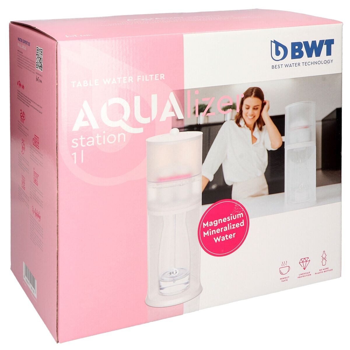BWT Wasserfilter AQUAlizer Station, Inklusive Glaskaraffe und Filterkartusche