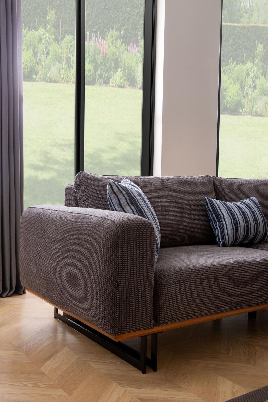 JVmoebel Polster Modern Textil in Teile, Form Made 1 Luxus Braun Ecksofa Europa Wohnlandschaft, L Ecksofa