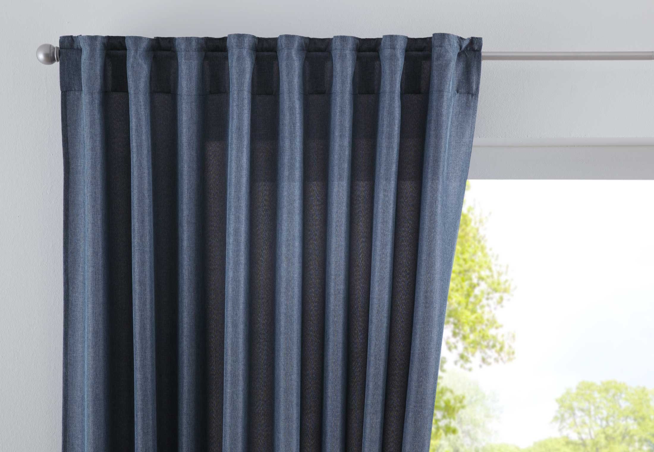 Vorhang, Gardinenbox, verdeckteSchlaufen (1 St), transparent, Cationic »JENA« Blickdicht Leinen Optik Meliert extra Breit 2019037 Saphir Blau