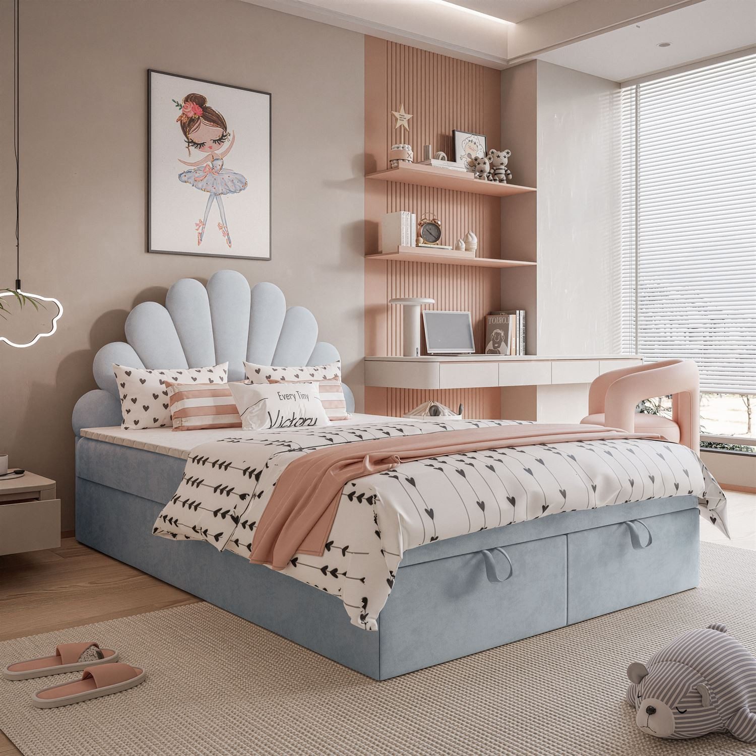 Lookway Boxspringbett ASHLEY Polsterbett mit Muschel-Kopfteil günstig online kaufen