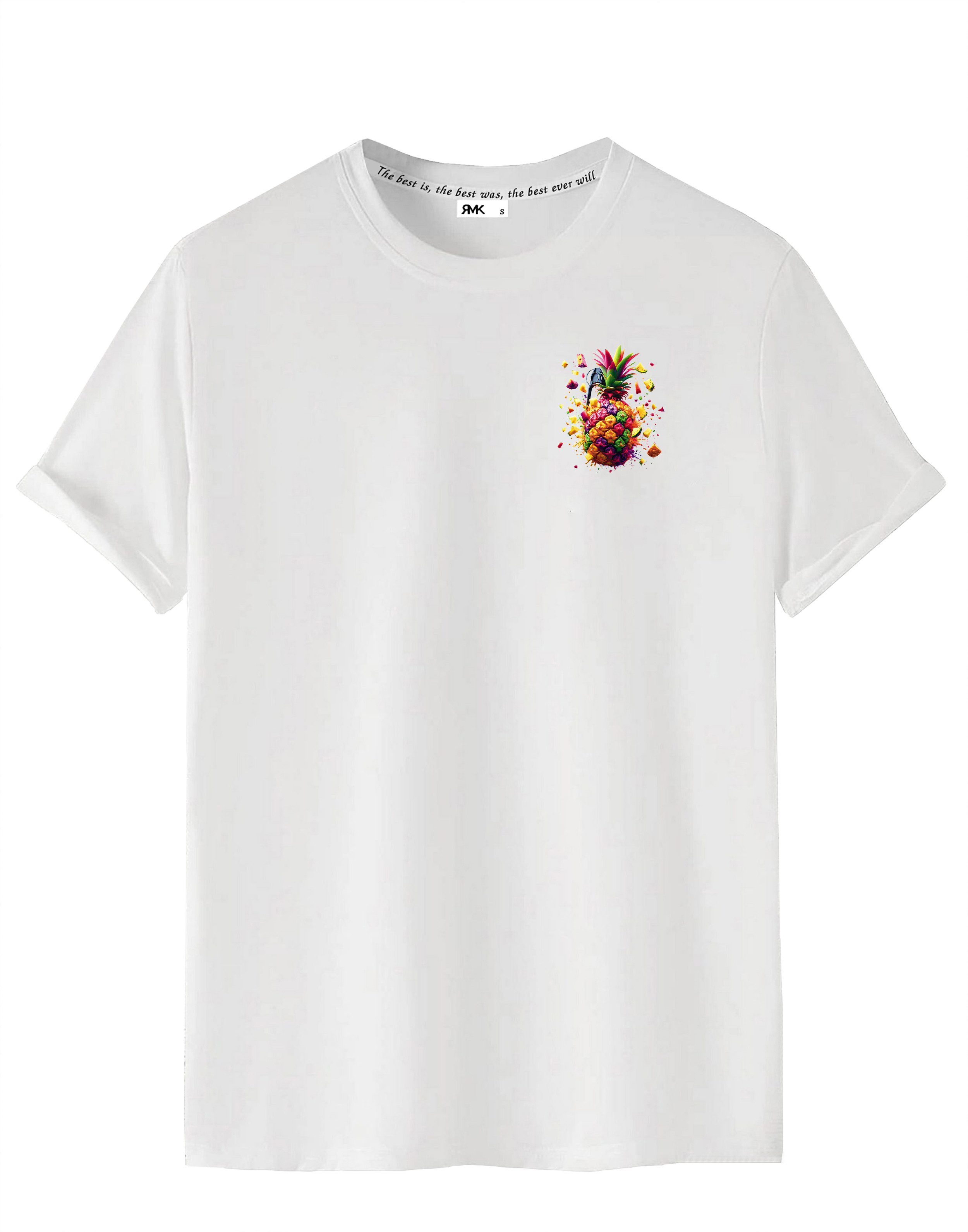 RMK T-Shirt Herren Shirt Basic Rundhals Ananas Sommer aus Baumwolle günstig online kaufen