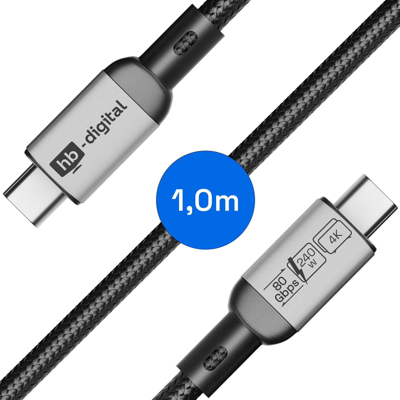 HB-DIGITAL hb-digital USB-C auf USB-C Kabel 240W 80Gbps USB-4 USB-Kabel, Leistungsstarkes Laden mit bis zu 240 W Power Delivery (48 V/5 A) – Bild 5 von 5
