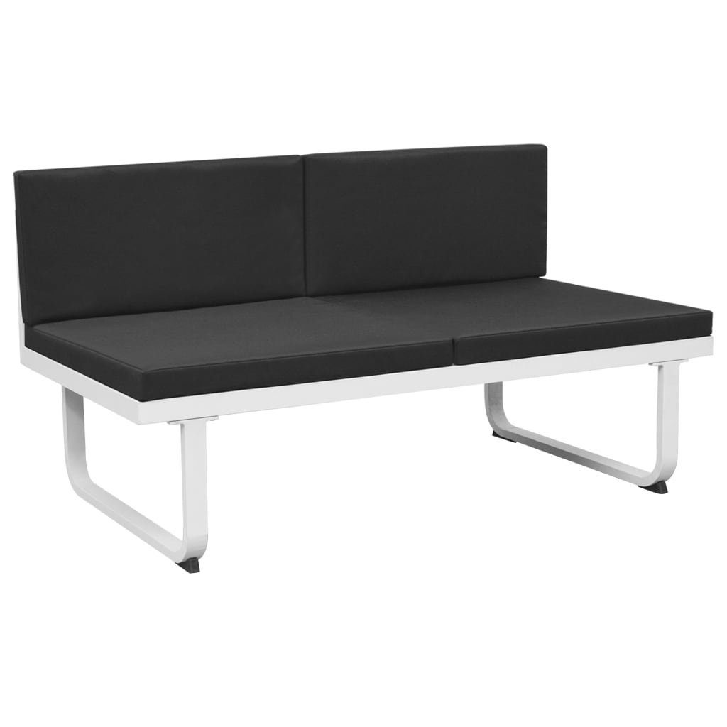 vidaXL Gartenlounge-Set 5-tlg. Garten-Lounge-Set Textilene Aluminium Schwarz, (5-tlg)