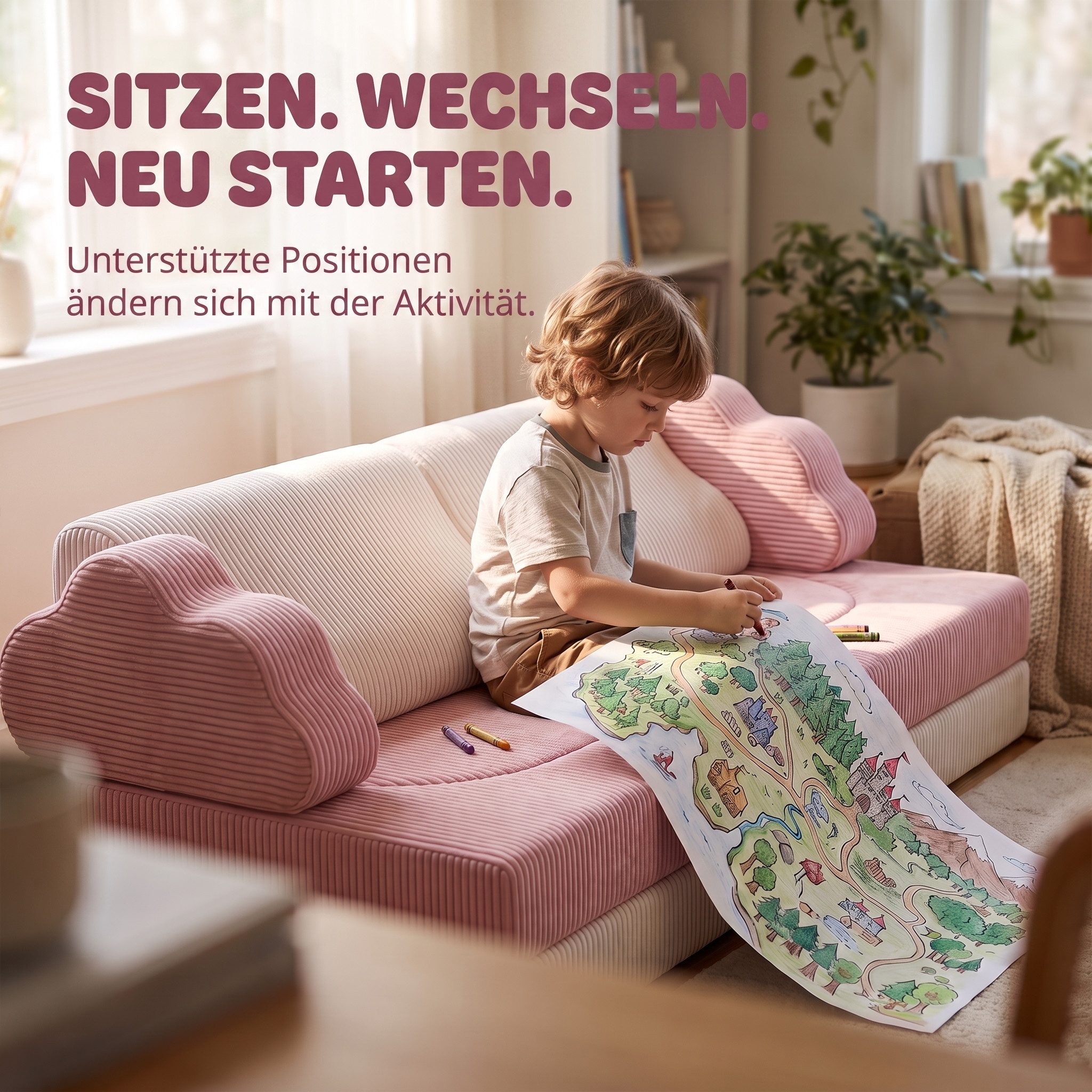 Jiexi Kindersofa Kindersofa Modular Spielsofa aus Cord Stoff Schaumstoff Couch – Bild 5 von 5