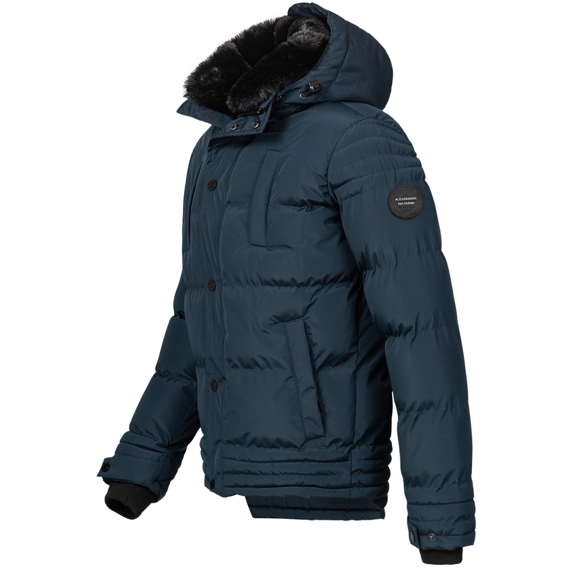 ALESSANDRO SALVARINI Herren Winterjacke AS456 - Warm & Stylisch | Mit Abnehmbarer Kapuze