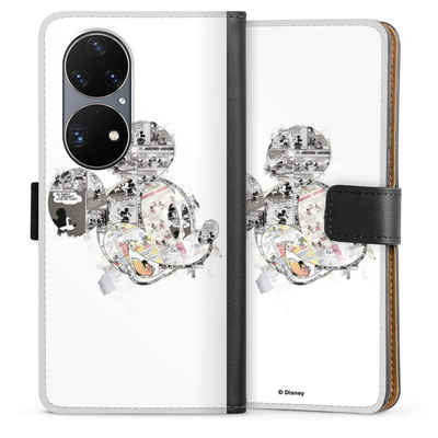 DeinDesign Handyhülle Mickey Mouse Offizielles Lizenzprodukt Disney Mickey Mouse - Collage, Huawei P50 Pro Hülle Handy Flip Case Wallet Cover Handytasche Leder