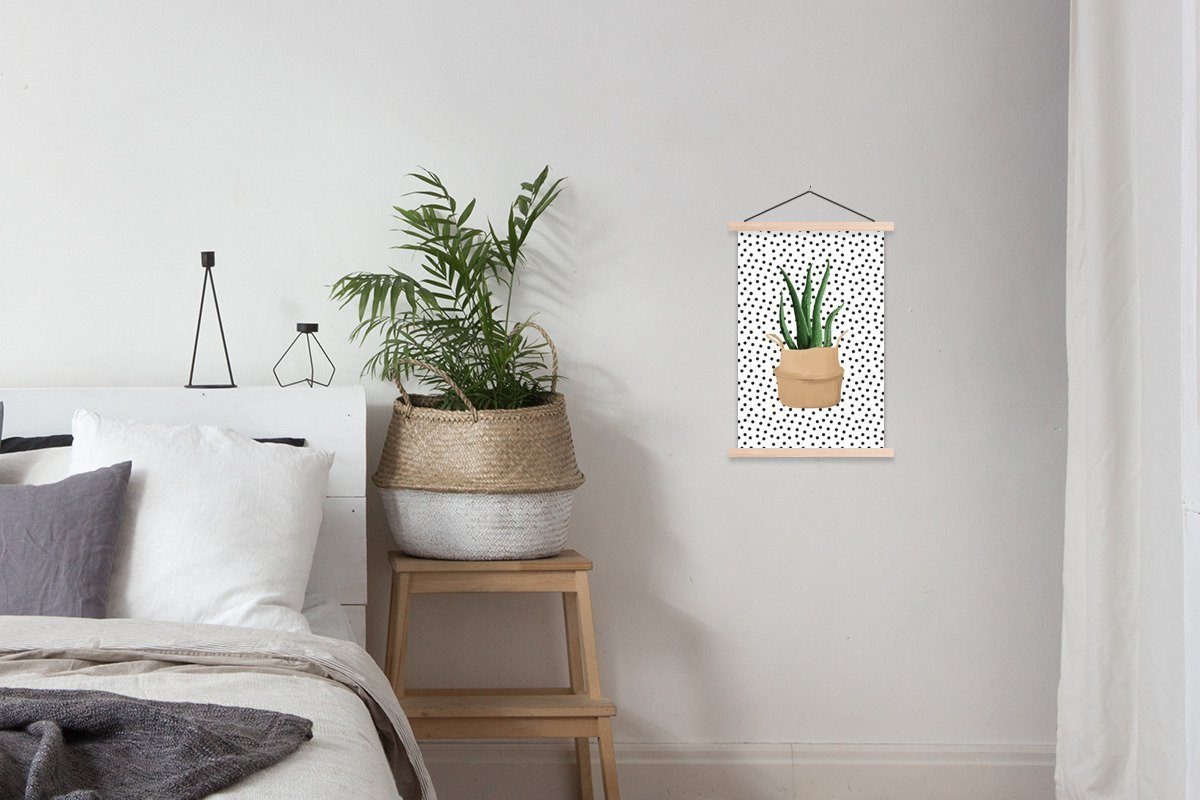 - Wohnzimmer, Textilposter Aloe - Vera Bilderleiste, (1 St), Magnetisch Flecken, MuchoWow Pflanze für Posterleiste, Poster