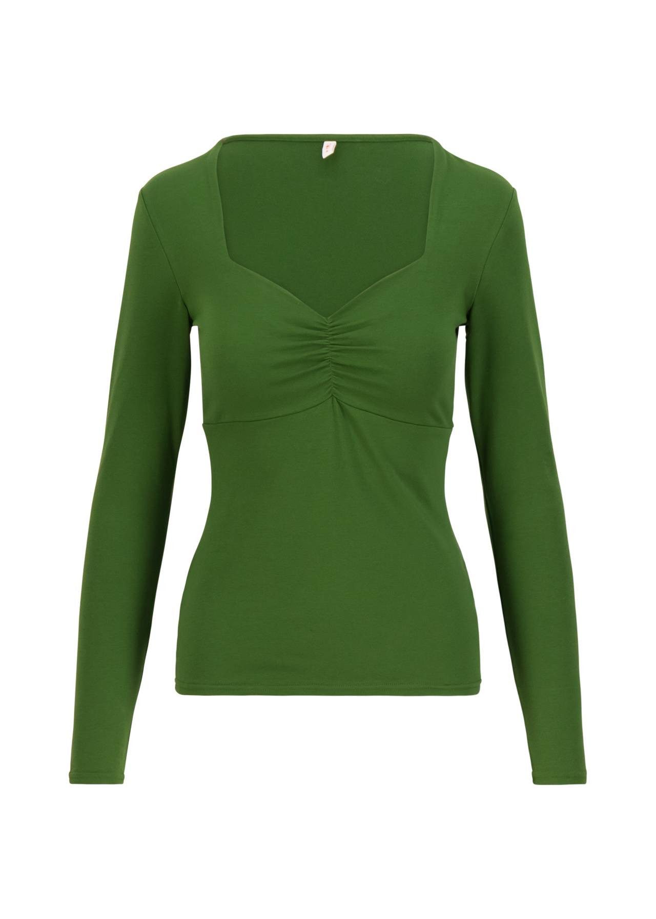 Blutsgeschwister Langarmshirt - feminines Longsleeve mit Herzausschnitt und Raffung für Damen