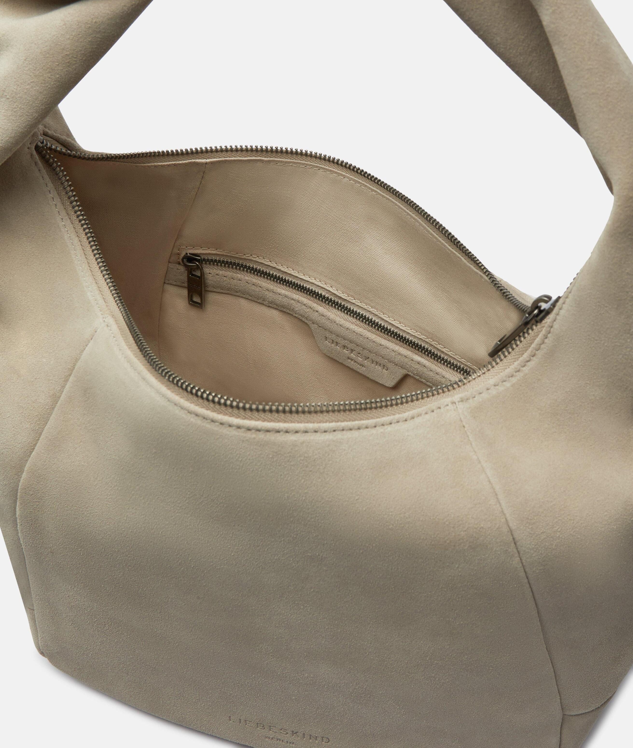 Liebeskind Berlin Schultertasche Farrah II Hobo M, Geräumige Beuteltasche aus weichem Veloursleder