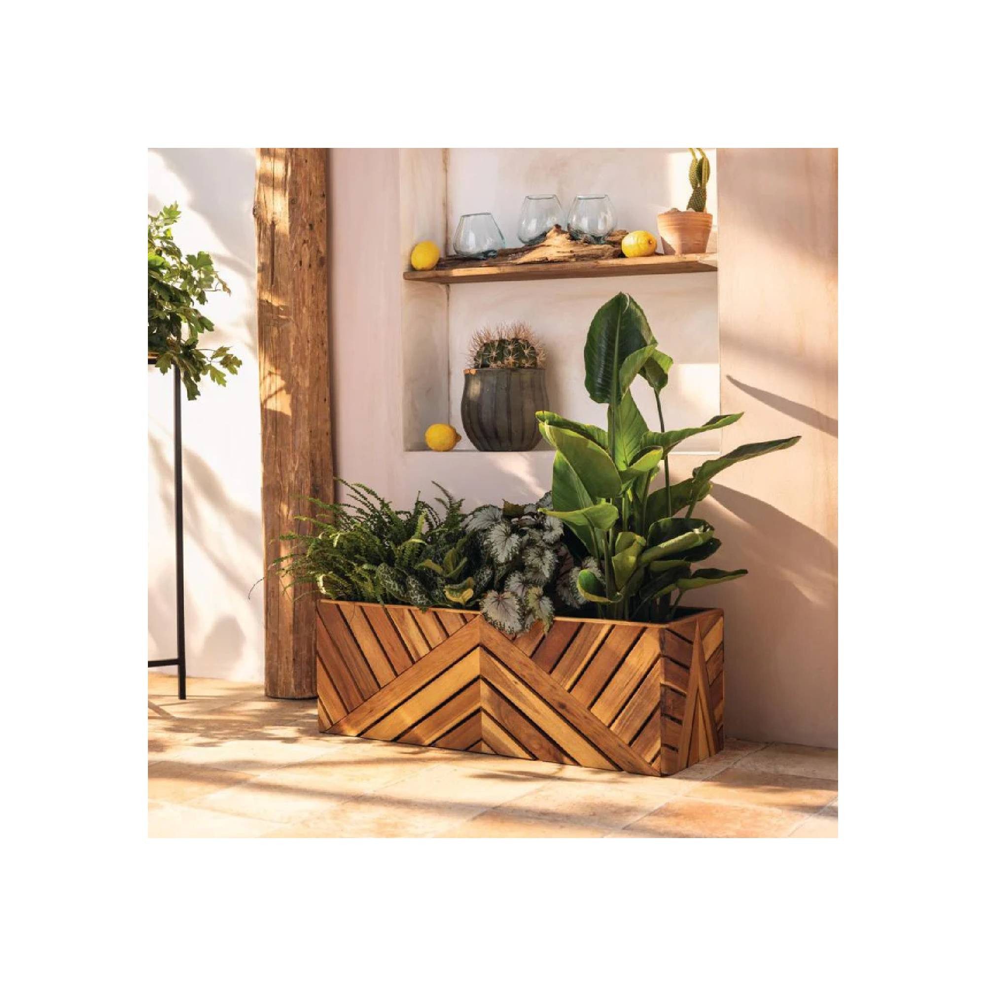 Frank Flechtwaren Blumentopf Pflanzkasten "Recycling Wood" (1 St)